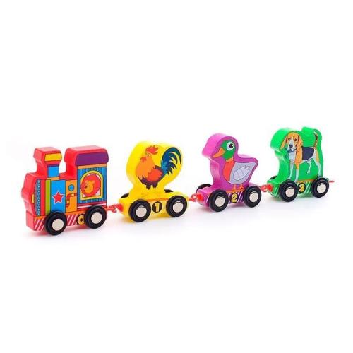 Деревянная игрушка Паровозик Веселые животные Щепка D1140 фото 4