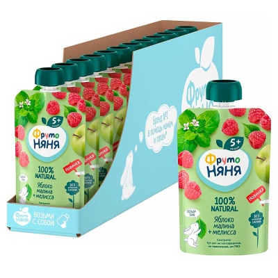 Пюре Яблоко Малина Мелисса с 5 месяцев 90 г ФрутоНяня 91821
