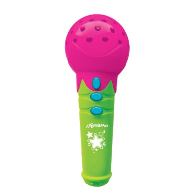 Игрушка Микрофончик с огоньками Песенки-чудесенки розовый Азбукварик 2554В