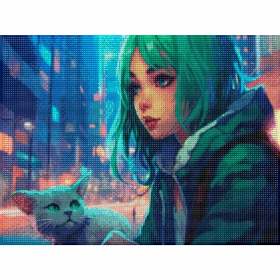 Алмазная мозаика Зеленоглазые друзья 30х40 см полное заполнение Рыжий кот НД-0342