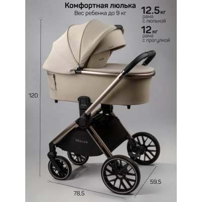 Коляска 2 в 1 Amarobaby Genius бежевый