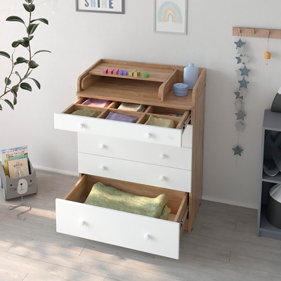 Комод раскладной Maks Атон дуб канзас белый