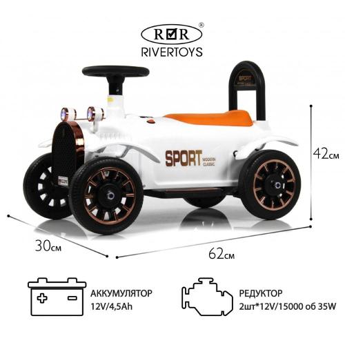 Детский электромобиль RiverToys K222PX белый фото 4