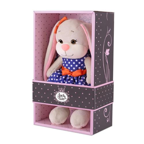 Мягкая игрушка Зайка Лин в синем платье в горошек 20 см Jack & Lin JL-04202310-20 фото 5
