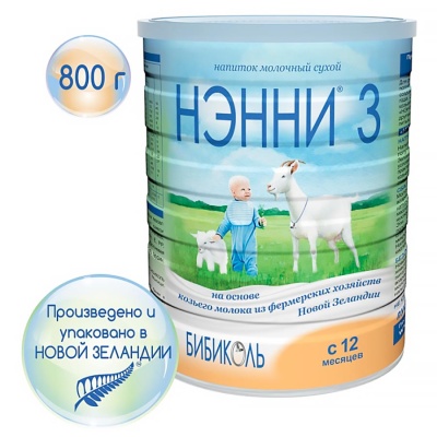 Сухой Молочный Напиток на основе Козьего Молока Нэнни 3 с 12 месяцев 800г Бибиколь 67830 2