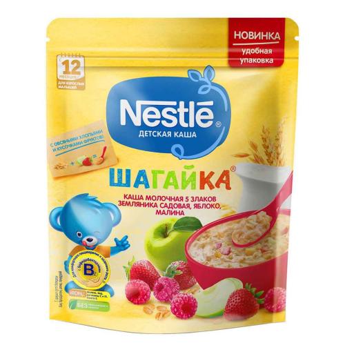 Каша 5 злаков Шагайка молочная земляника яблоко малина с 12 мес Nestle