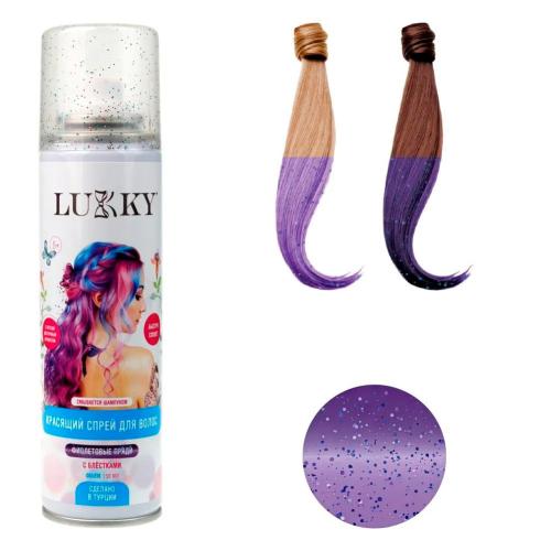 Спрей-аэрозоль для временного окрашивания волос Lukky 1toy Т23416 фиолетовый с блестками фото 2