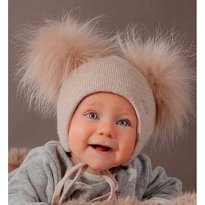 Шапка с 2 помпонами на завязках Наследникъ НВ5005-СБ 2