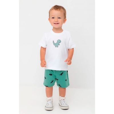 Шорты для мальчика Crockid КР 400666 малахитово зеленый дино к558 2