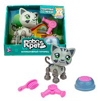 Интерактивная игрушка Robo Pets Милашка котенок серый 1toy Т16979