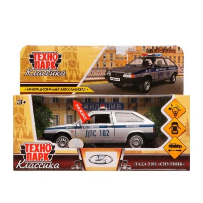 Игрушка Машина Lada-2108 Спутник Полиция Технопарк 2108-12SLPOL-SR 4