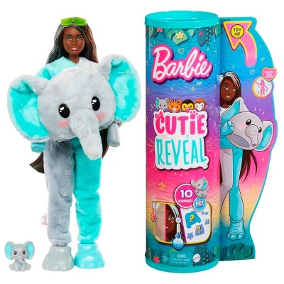 Кукла Барби Джунгли плюшевый костюм слона 30 см Mattel HKP98