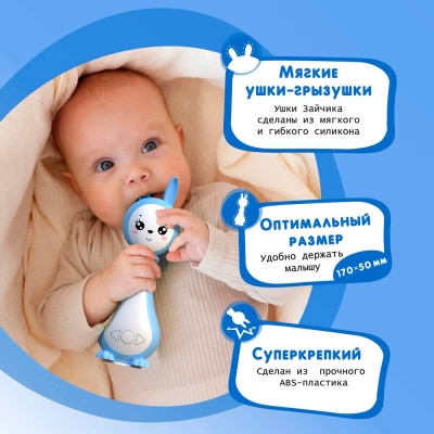 Музыкальная интерактивная игрушка Зайчик Няня Грызушка BertToys FD127 синий 3