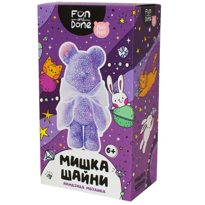 Алмазная мозаика Мишка Шайни Fun and Done Наша игрушка MM77020 фиолетовый 3 Алмазная мозаика Мишка Шайни Fun and Done Наша игрушка MM77020 фиолетовый 3