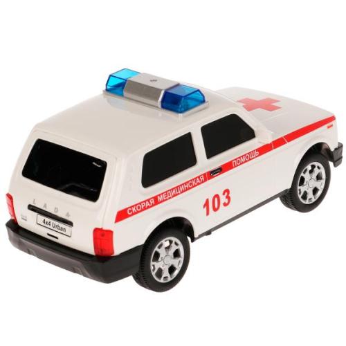 Игрушка Машина Скорая Lada 4x4 Urban Технопарк URBANBLACK-20PLAMB-WH фото 3