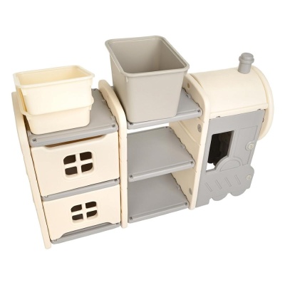 Стеллаж для игрушек с ящиками Паровозик Pituso YYTF23-grey 04