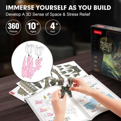 Модель сборная Летучий голландец c подсветкой 360 деталей Cubic Fun L527H 5