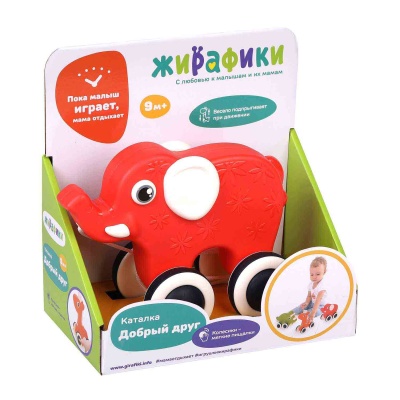 Каталка на шнурке Слоник Жирафики 939861