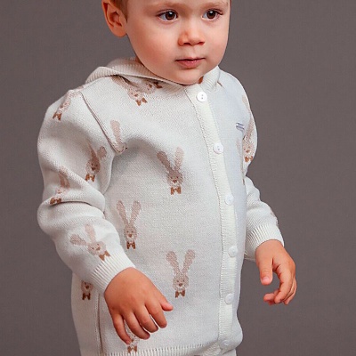 Комплект Зайка кардиган с капюшоном и брюки Наследникъ НВ6025-ЭК-БЖ 5