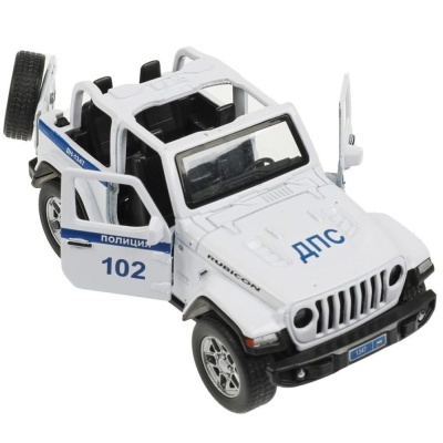 Машинка металлическая Jeep Wrangler Rubicon Полиция Технопарк RUBICON3D-12POL-WH 2