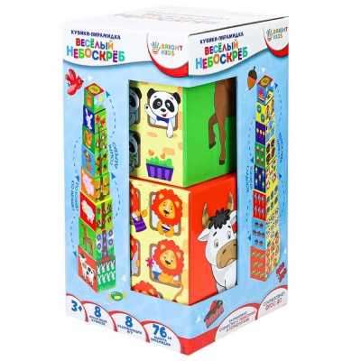 Развивающая игра Кубики-пирамидка Веселый небоскреб Серия Разумные детки Bright Kids И-5033-1
