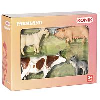 Набор фигурок Животные фермы: козел, овца, осел, корова Konik AMF1111