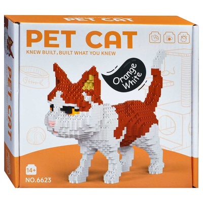 Конструктор Оранжево белый котик 1300 деталей 6623
