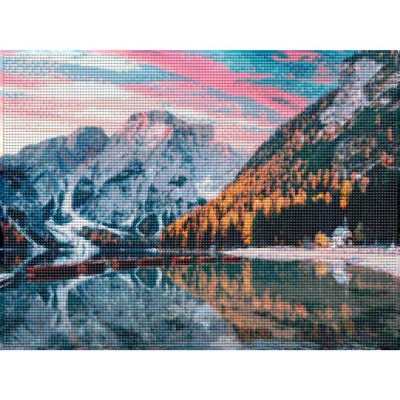 Алмазная мозаика Озеро на закате 30х40 см полное заполнение Рыжий кот НД-0399