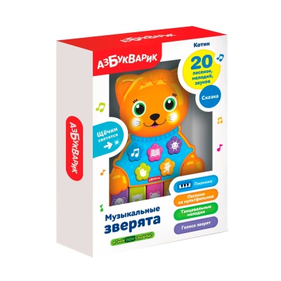 Музыкальная игрушка Музыкальные зверята Котик Азбукварик