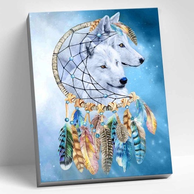 Картина по номерам 40х50 Два белых волка Molly HR0522 1