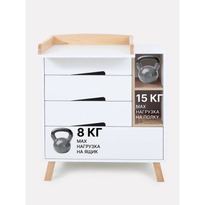 Комод пеленальный с органайзером Rant Lago Pro 800/4 Cloud White