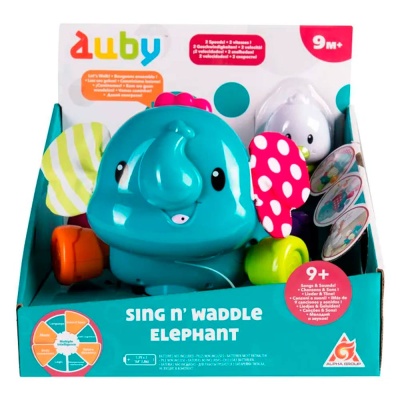 Игрушка Слоник с птичкой интерактивная Auby 41083