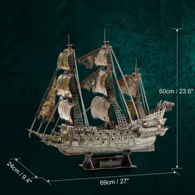 Модель сборная Летучий голландец c подсветкой 360 деталей Cubic Fun L527H 4