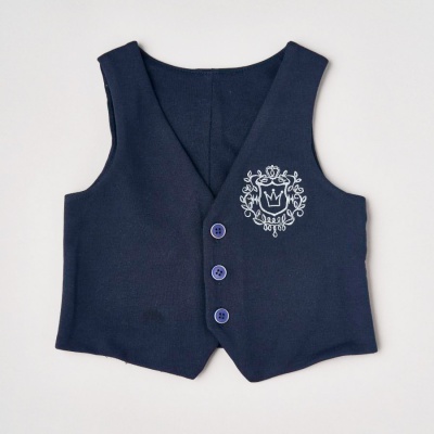 Костюм жилет брюки рубашка для мальчика Little star 166243 синий белый 3