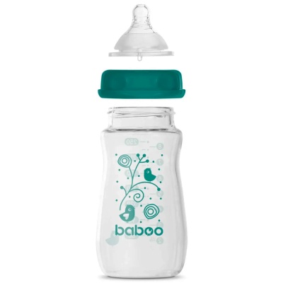 Бутылочка для кормления стеклянная широкая 250 мл от 3 месяцев Baboo 3-123 2