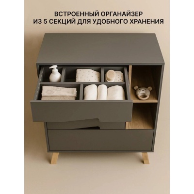 Комод пеленальный с органайзером Rant Lago Pro 800/4 Moon Grey