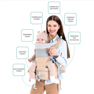 Эрго-рюкзак Хипсит Carry AmaroBaby бежевый 3