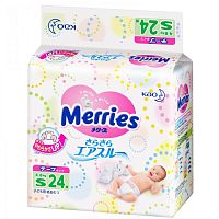 Подгузники Merries S (4-8 кг), 24 штуки