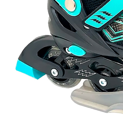 Ролики раздвижные размер 38-41 со светом Dvizhok 141V-671-3 черно мятные 2