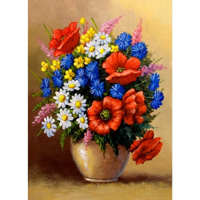 Алмазная мозаика Пёстрый букет 30х40 см полное заполнение Рыжий кот НД-0559 1