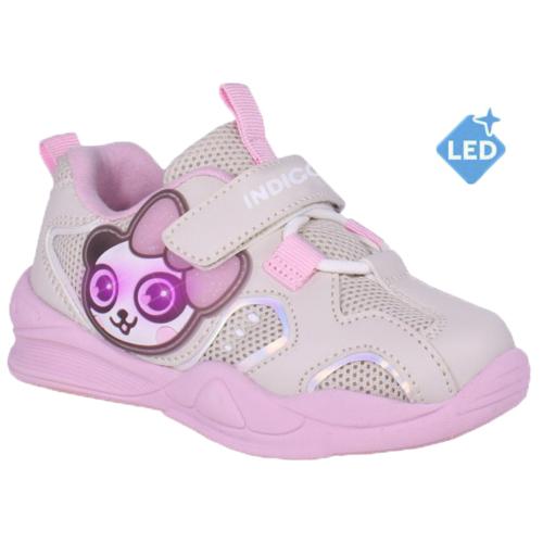 Кроссовки для девочки со светодиодами Indigo Kids 92-034С бежевые фото 2