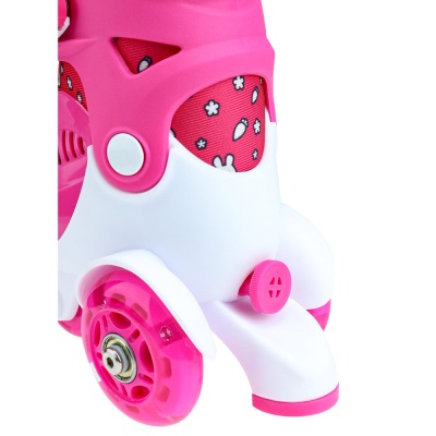 Ролики раздвижные светящиеся размер 31-34 сумка защита Рыжий Кот РЛК-3051 розовые 3