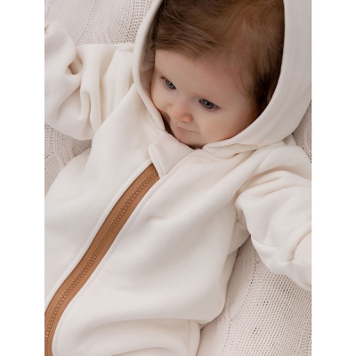 Комбинезон из футера с ушками Luxury Baby РП-140-16 молочный 3