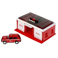 Игровой набор Пожарно-спасательная часть Технопарк GARAGE-22SL1XCAR-FIR