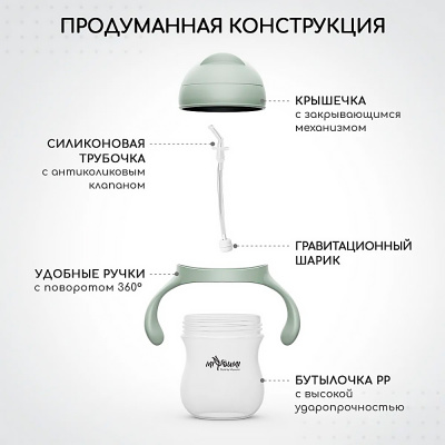 Поильник непроливайка с трубочкой Miyoumi P0003/250 3