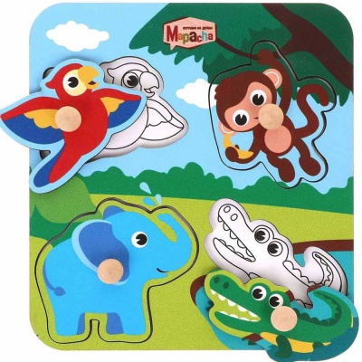 Деревянная игрушка Вкладыши Веселые джунгли Mapacha 962007 2
