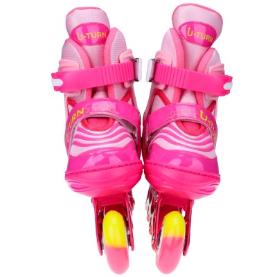 Ролики раздвижные со светом размер S 31-34 Рыжий кот РЛК-2535 розовые 3