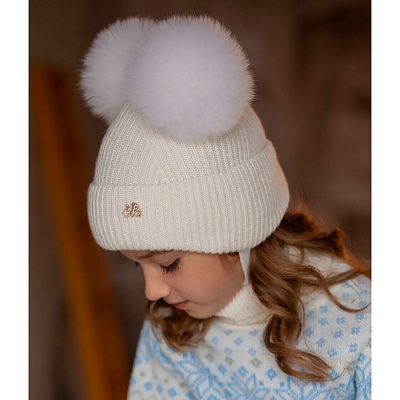 Шапка с 2 помпонами с отворотом Наследникъ НВ5019-ЭК 4