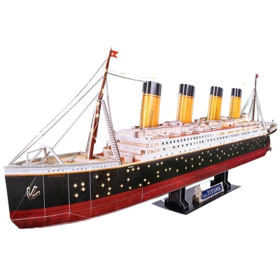 3D Пазл Титаник с LED-подсветкой 266 деталей CubicFun L521h 1