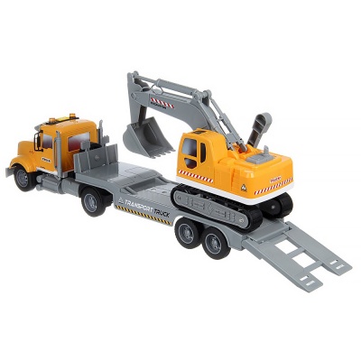Автотрейлер с экскаватором инерционный свет звук Veld Co 135122 10